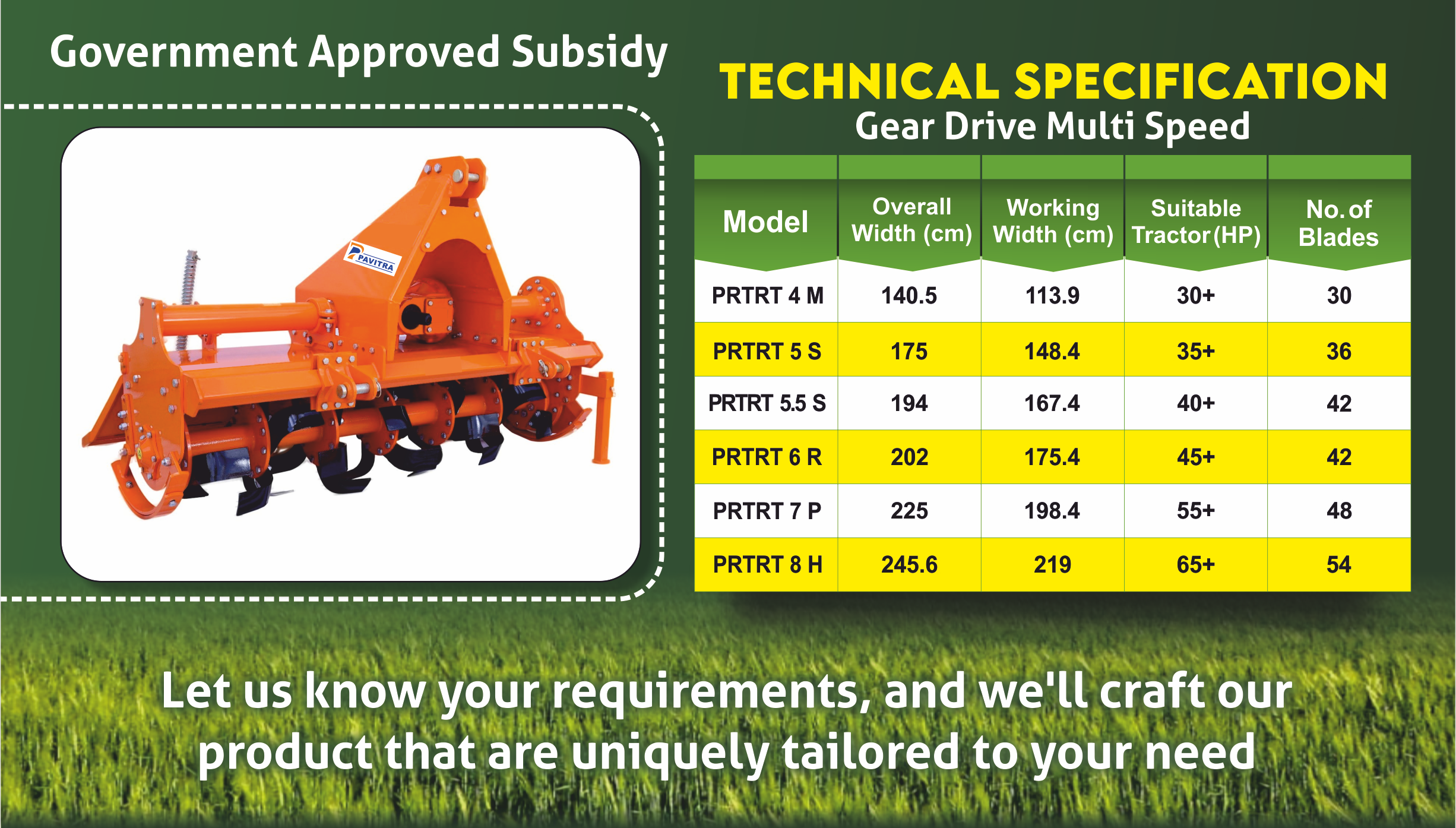 Avadh Pavitra Rotavator Technical Specifications